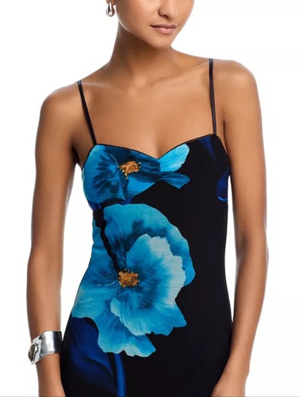 NWT AQUA Blue Floral Mesh Maxi Dress Size Small Bloomingdale's Exclusive - Picture 6 of 10